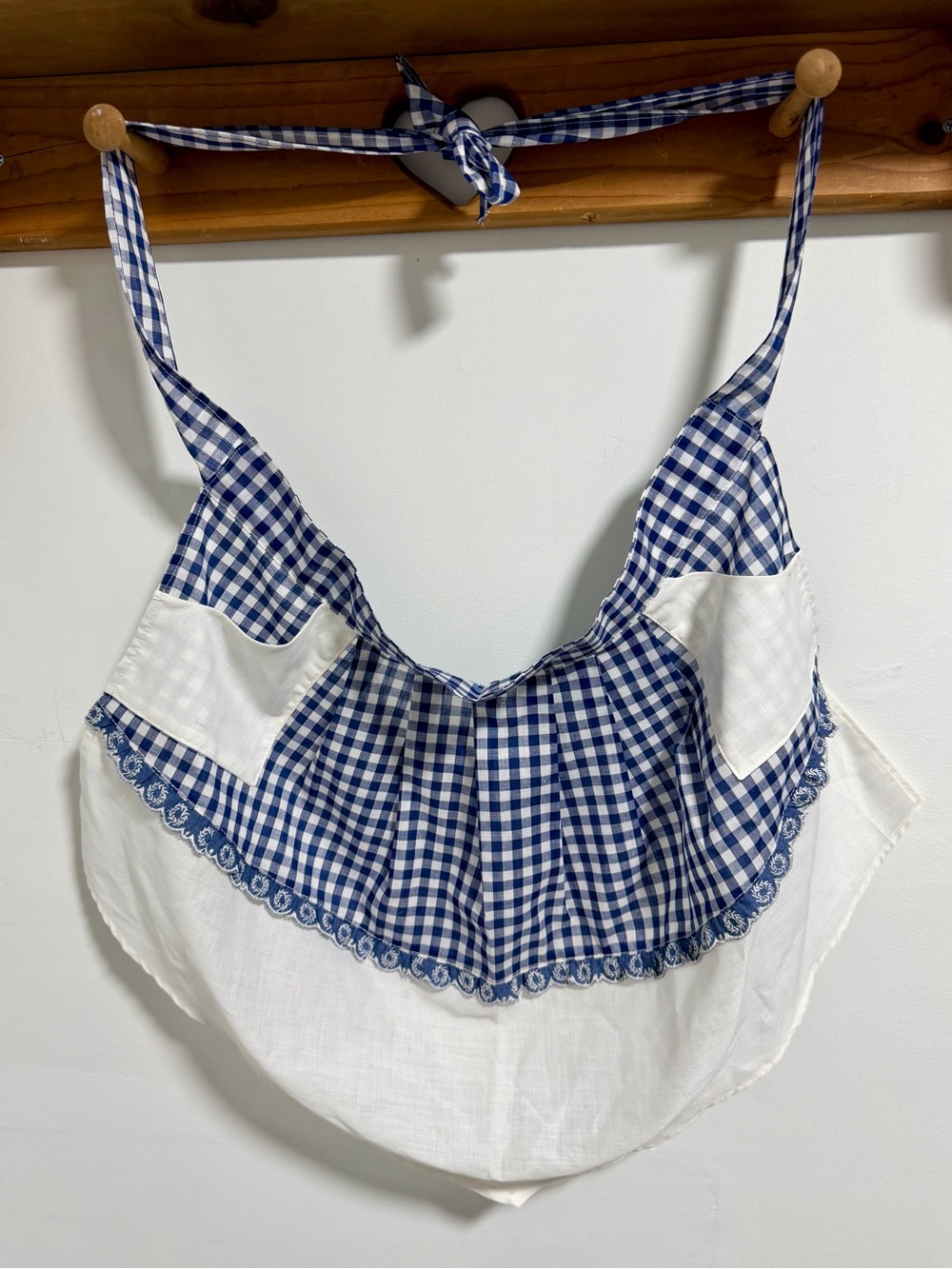 Vintage Blue Gingham Apron
